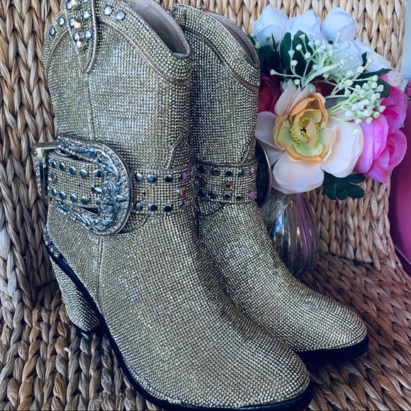 New Dolls Kill Honey Rhinestone Western Cowboy Boots - Picture 11 of 11